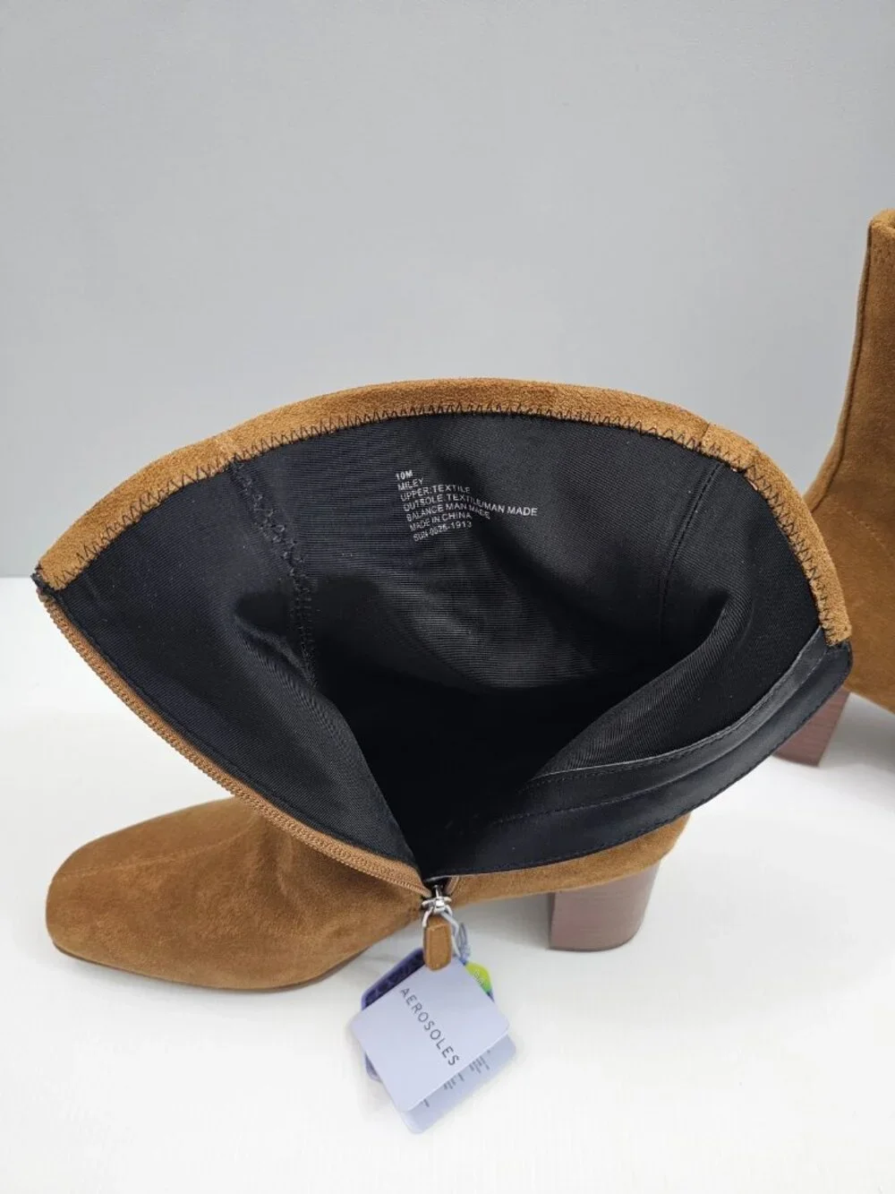 Aerosoles Miley Dress Ankle Boot Womens 10 Camel Brown Stretch Block Heel NEW